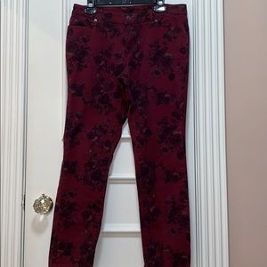 Floral maroon trousers